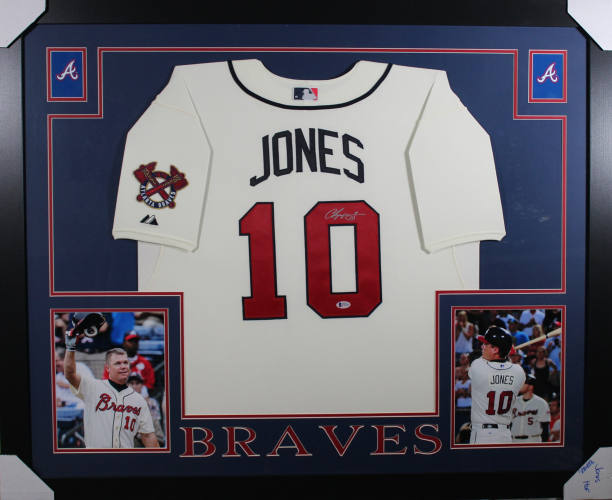 Chipper Jones Autographed Atlanta Braves Framed Cream XL Jersey