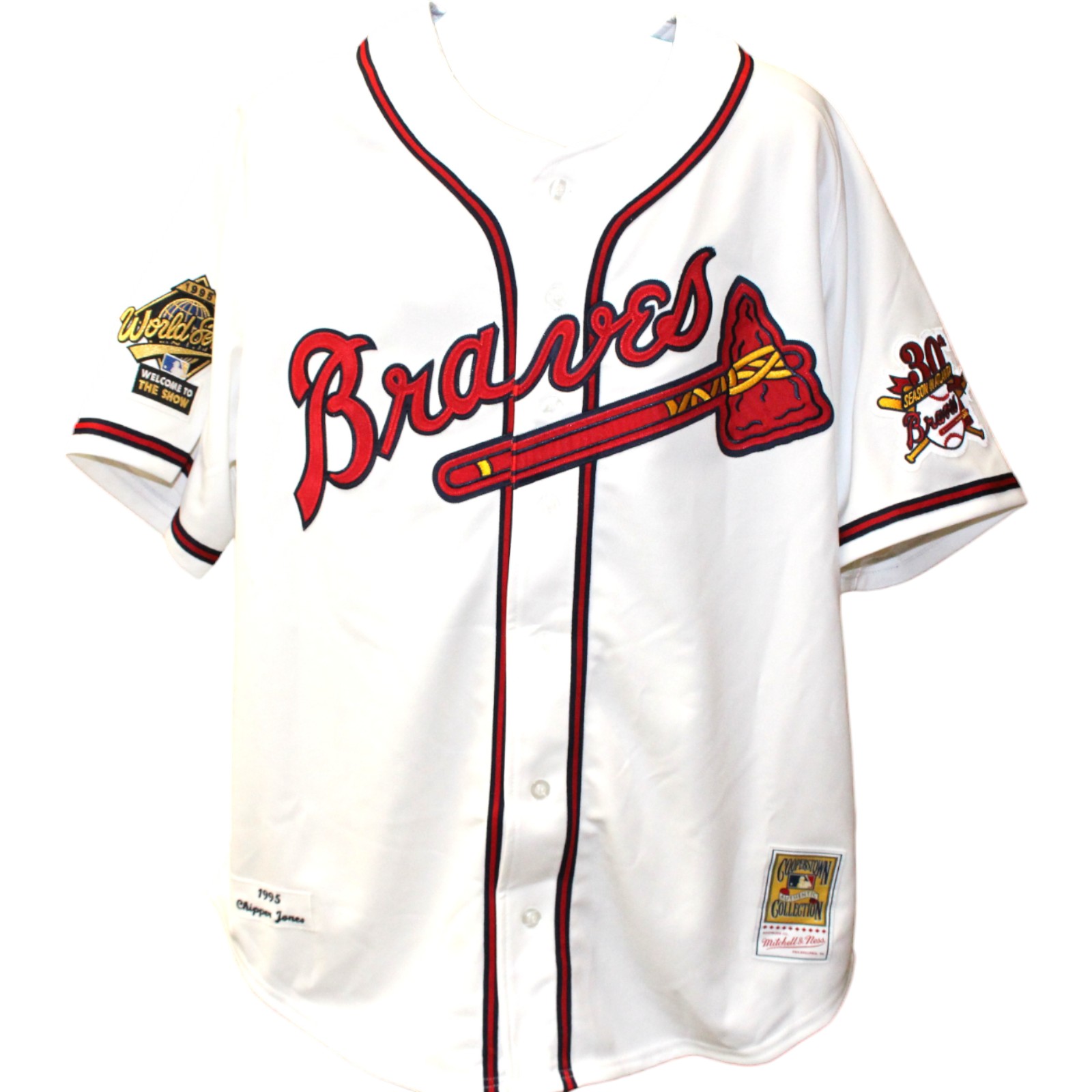 Chipper Jones Autographed Atlanta Braves M&N 1995 sz52 Jersey HOF Fanatics 51846 4 Chipper Jones Autographed Atlanta Braves M&N 1995 sz52 Jersey HOF Fanatics 51846