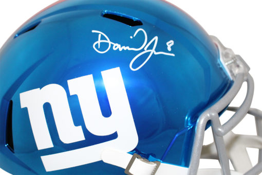 Daniel Jones Autographed New York Giants Chrome Replica Helmet BAS 25938
