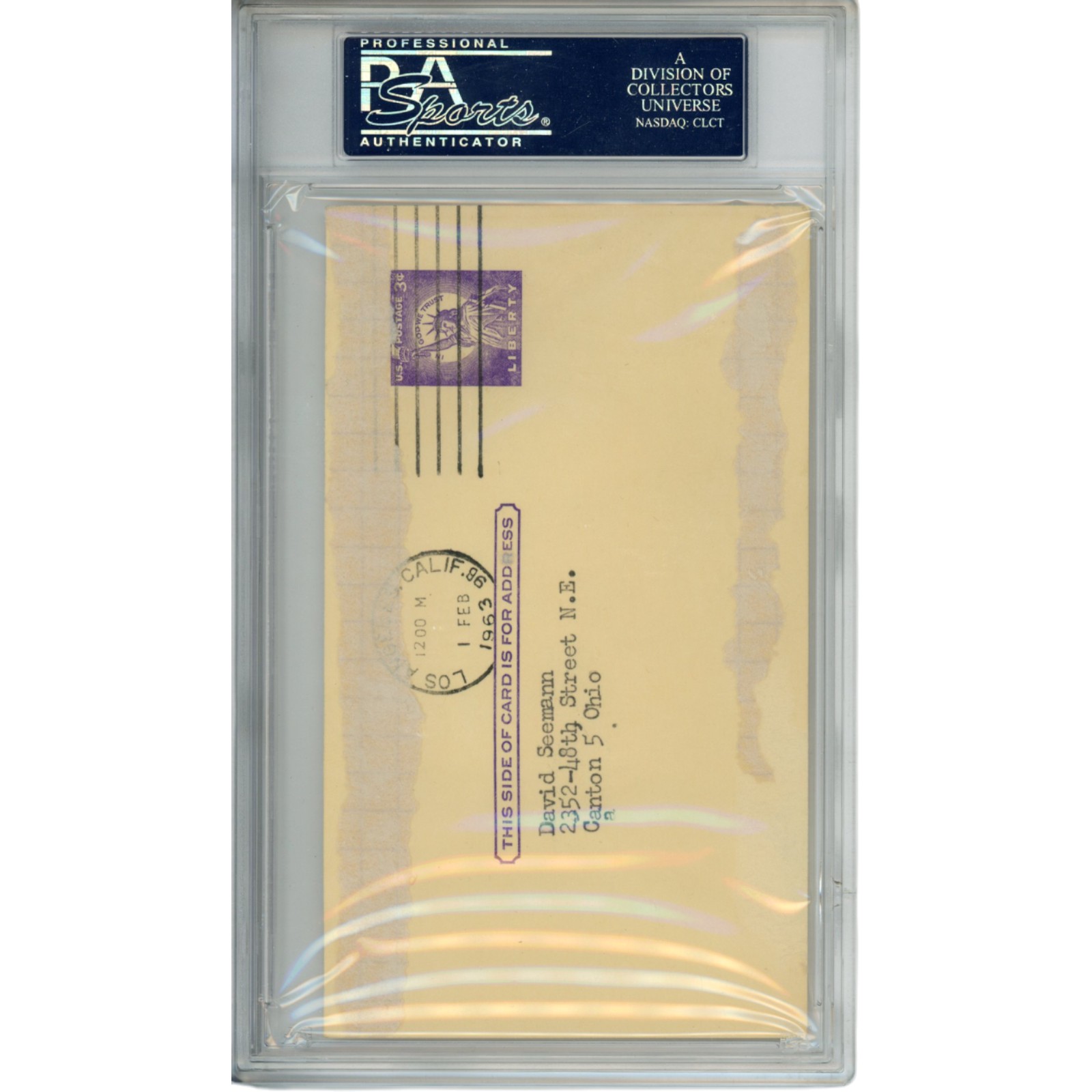 Deacon Jones Autographed/Signed Los Angeles Rams Postcard PSA Slabbed 54798