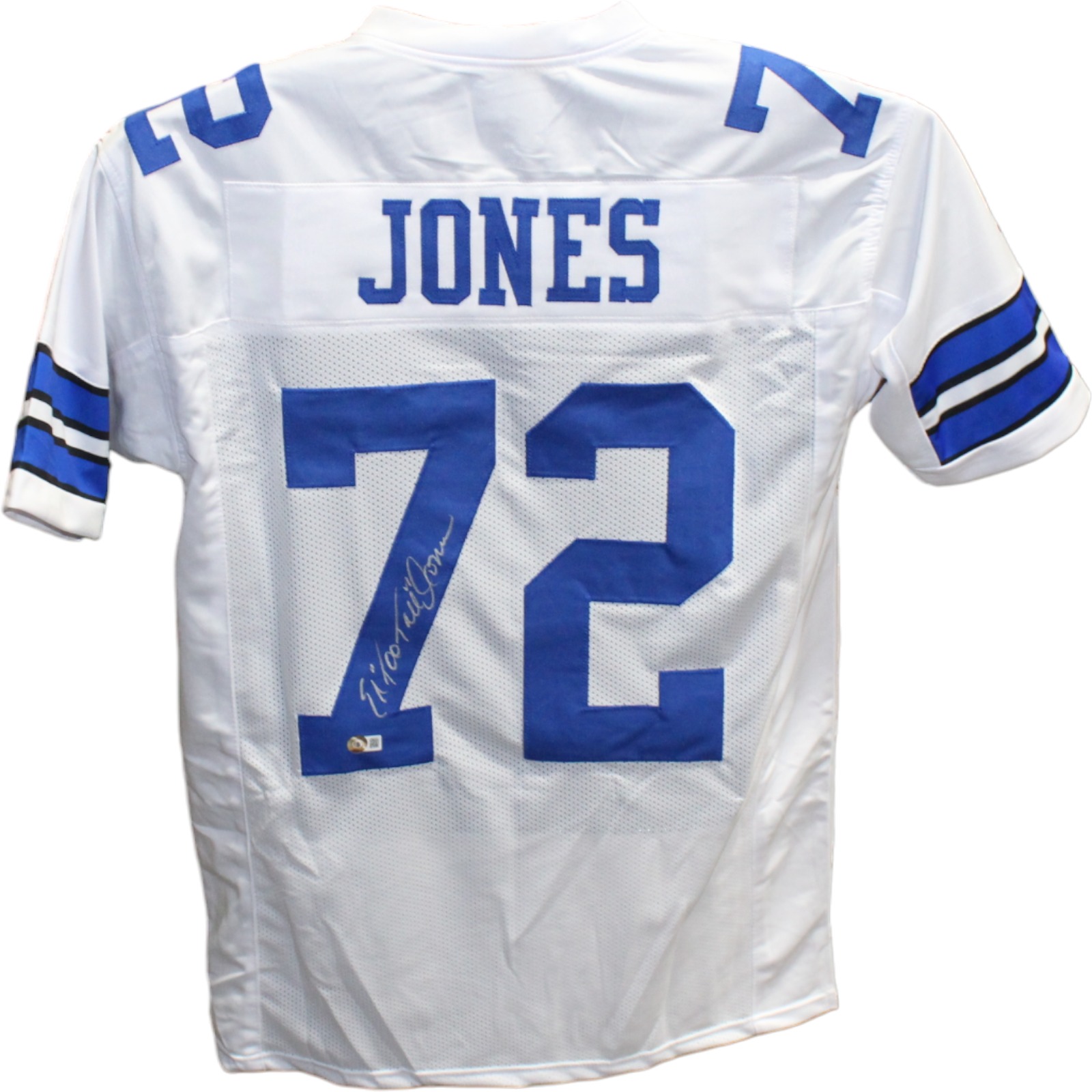 Ed Too Tall Jones Autographed/Signed Pro Style White Jersey Beckett 
