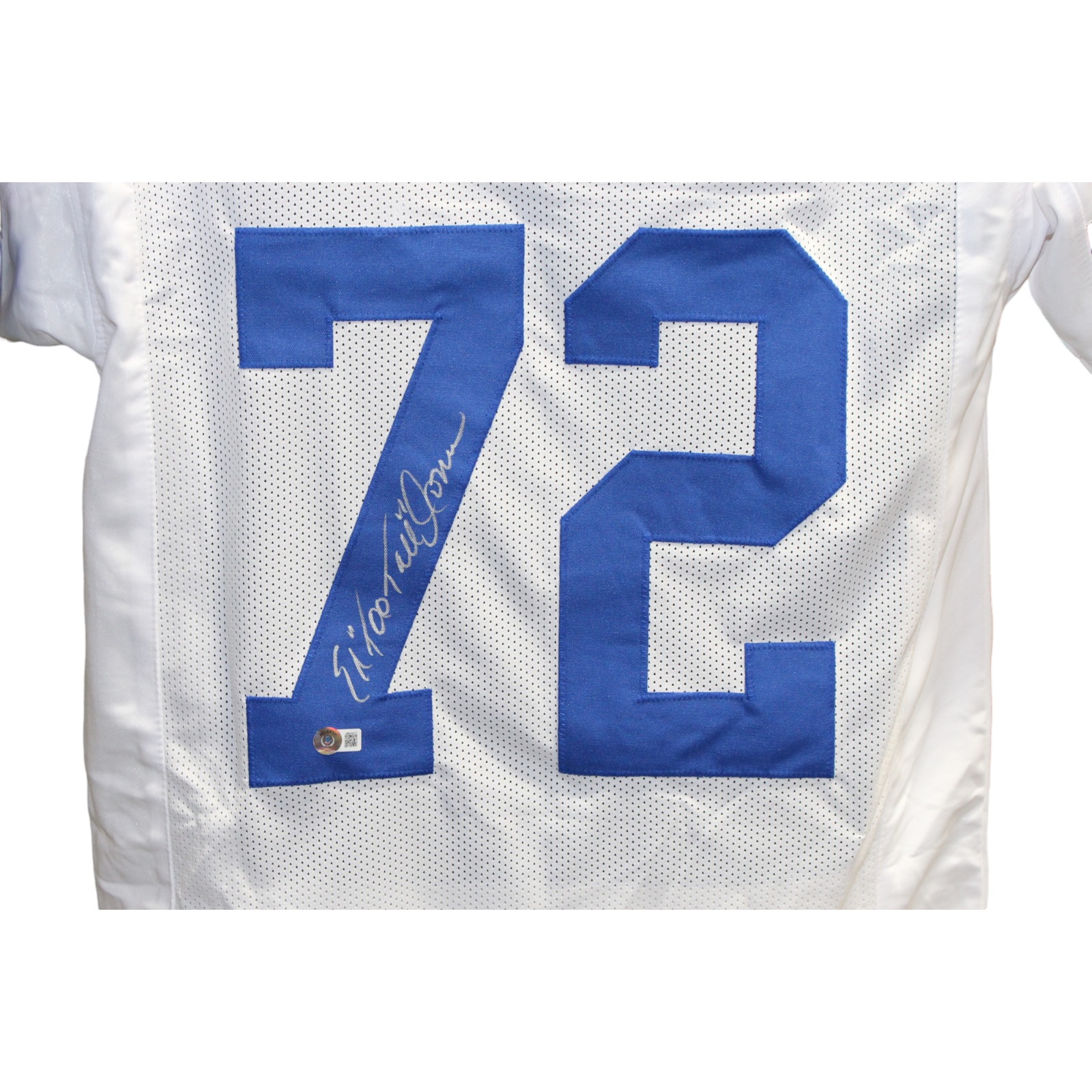 Ed Too Tall Jones Autographed/Signed Pro Style White Jersey Beckett