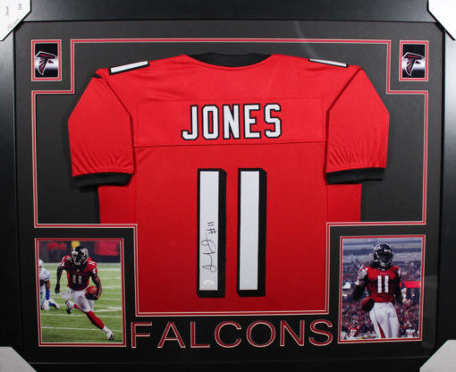 Julio Jones Autographed/Signed Atlanta Falcons Framed Red XL Jersey JSA 18099