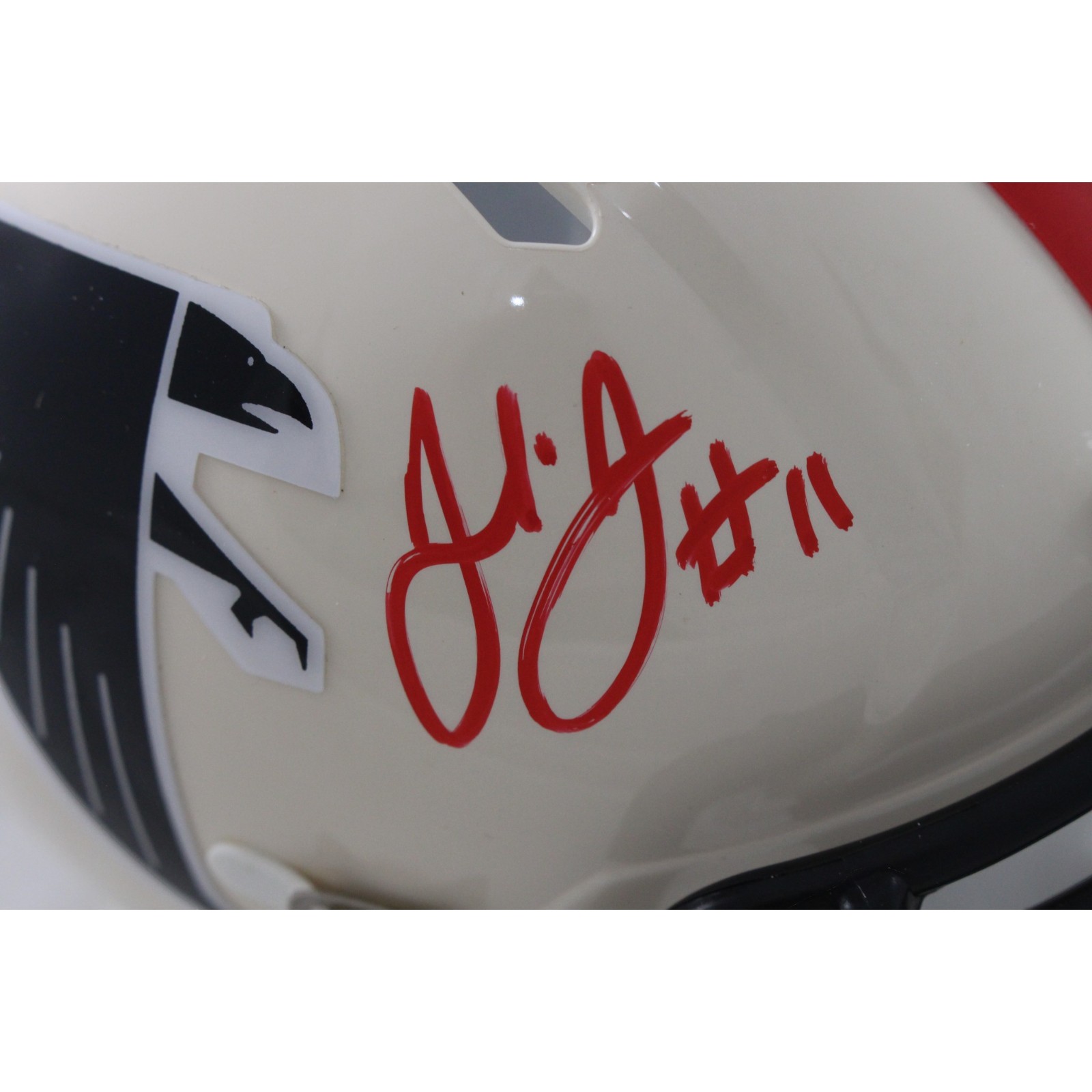 Julio Jones Autographed Atlanta Falcons Retro Mini Helmet Beckett Witness 56446