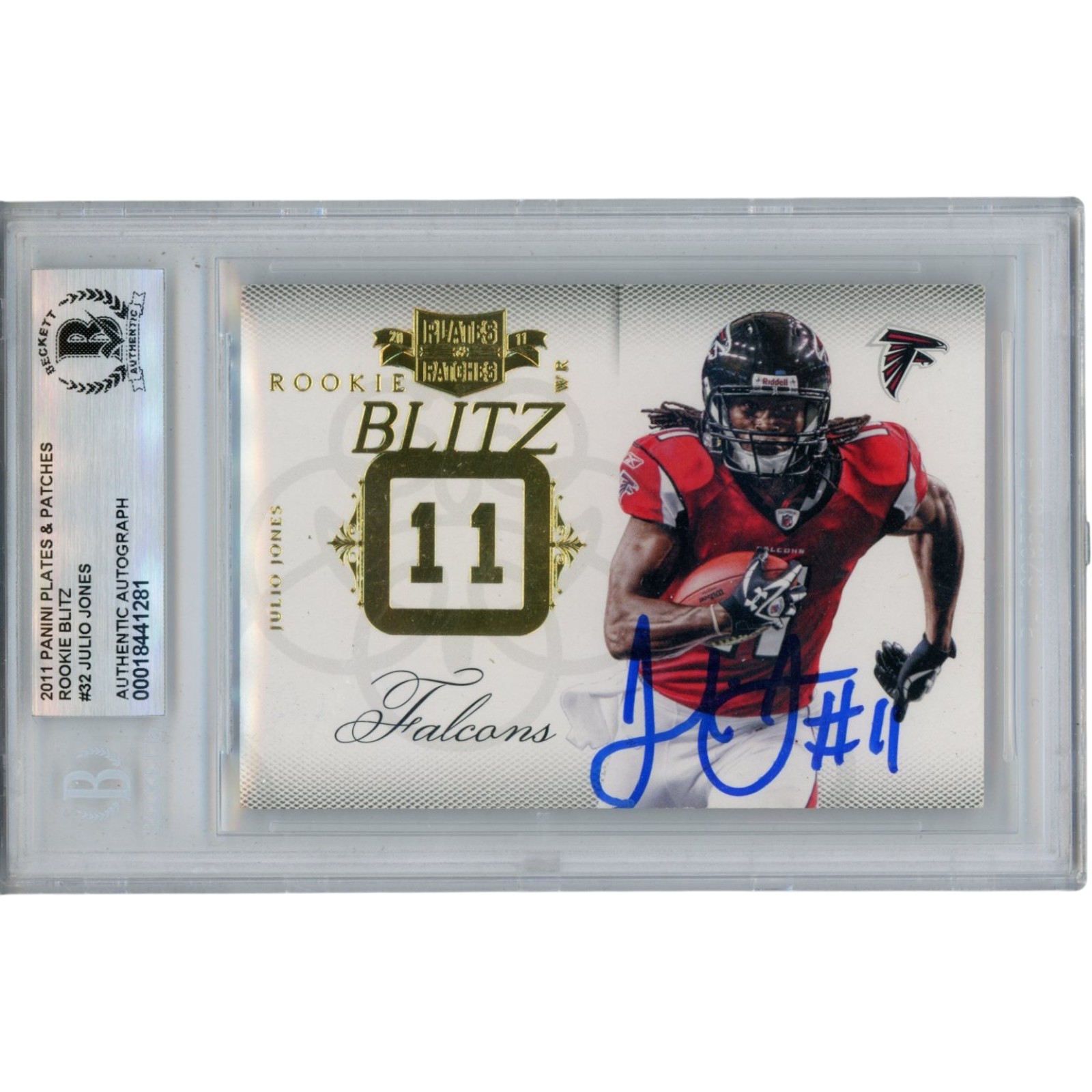 Julio Jones Signed 2011 Panini Plates Patches Rookie /249 Card Beckett 53380