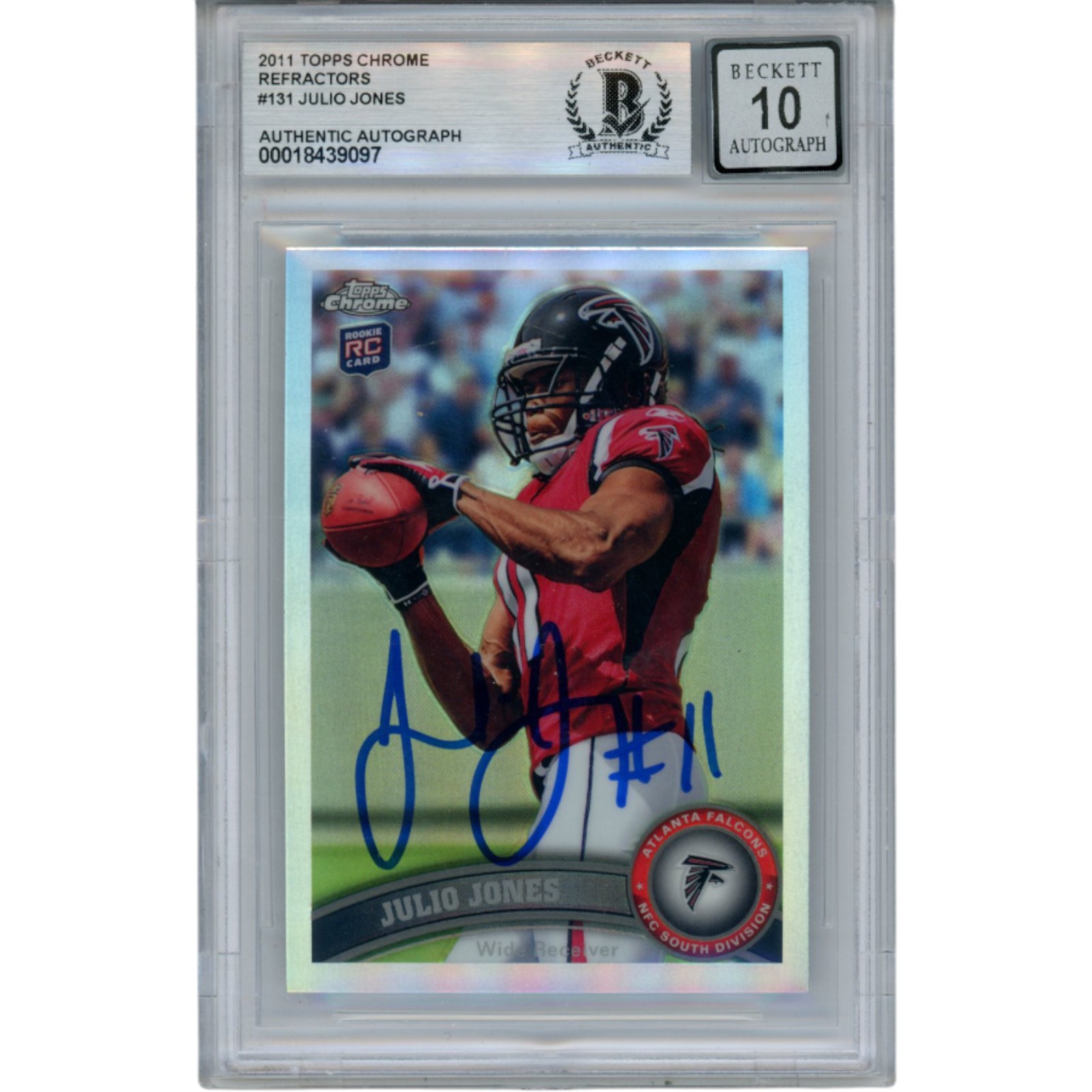 Julio Jones Autographed 2011 Topps Chrome 131 Trading Card 10 Slab Beckett 53382 1 Julio Jones Autographed 2011 Topps Chrome 131 Trading Card 10 Slab Beckett 53382
