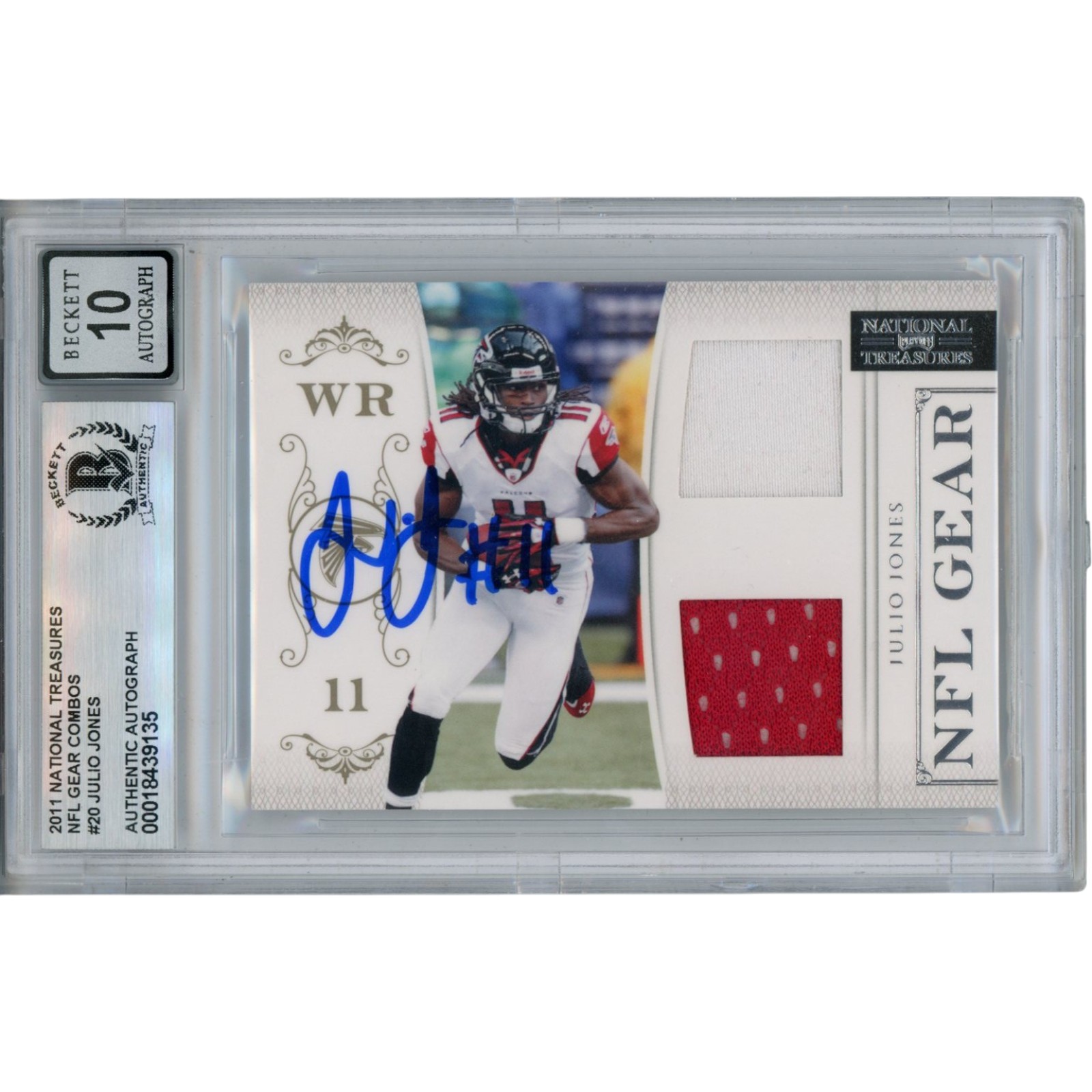 Julio Jones Autographed 2012 National Treasures Gear /99 Card Slab Beckett 53378