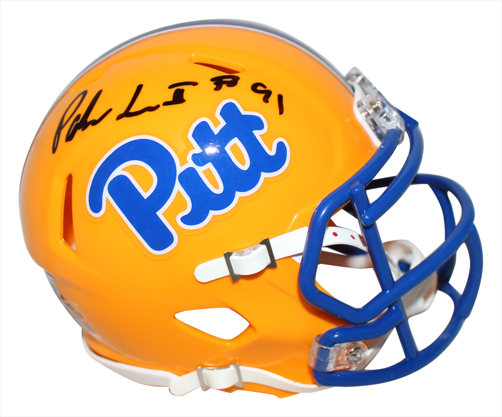Patrick Jones Autographed Pittsburgh Panthers 2019 Gold Mini Helmet BAS