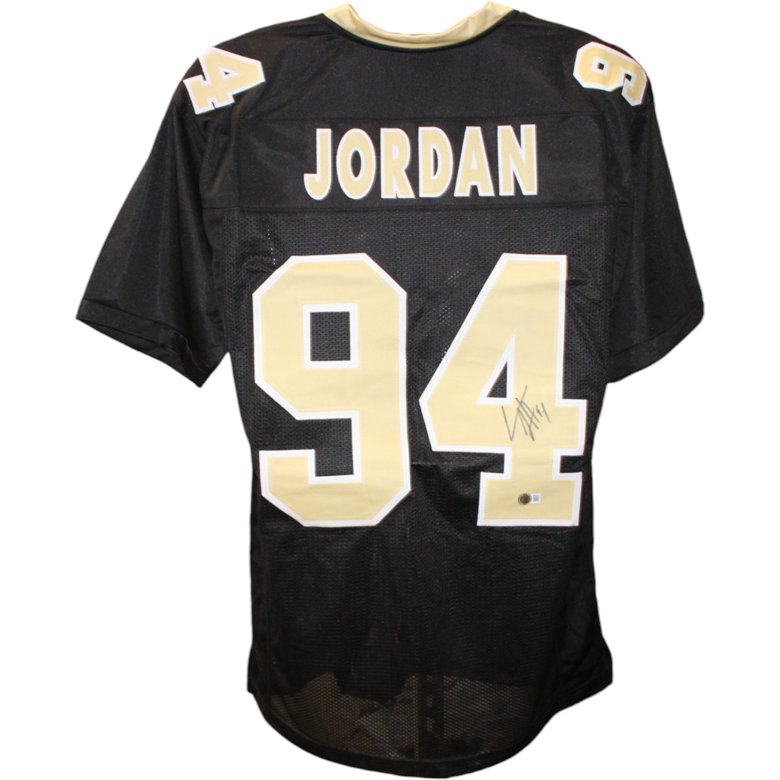 Cam Jordan Autographed/Signed Pro Style Black XL Jersey Beckett Witness 51832