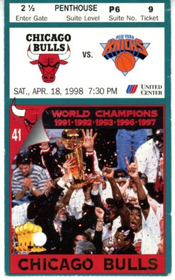 Michael Jordan Last Bulls Regular Season Game Ticket Stub 04/18/1998 35772