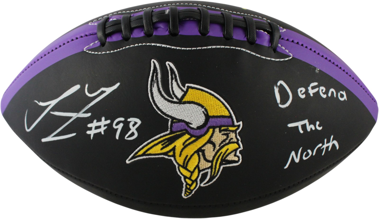 Linval Joseph Autographed Minnesota Vikings Logo Footbal Defend North DEN 59388