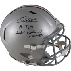 Quinshon Judkins Autographed/Signed Ohio State Buckeyes Pro Helmet 2 Ins Beckett Witness 49645
