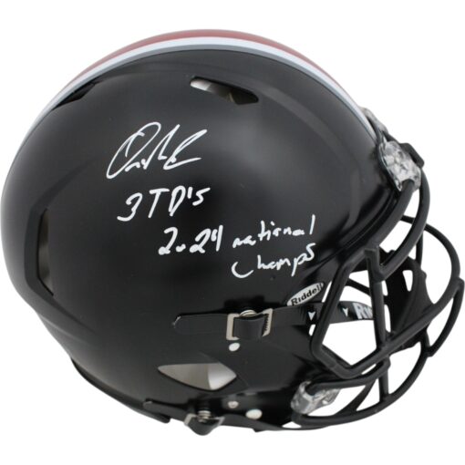 Quinshon Judkins Autographed/Signed Ohio State Buckeyes Pro Helmet 2 Ins Beckett Witness 49643
