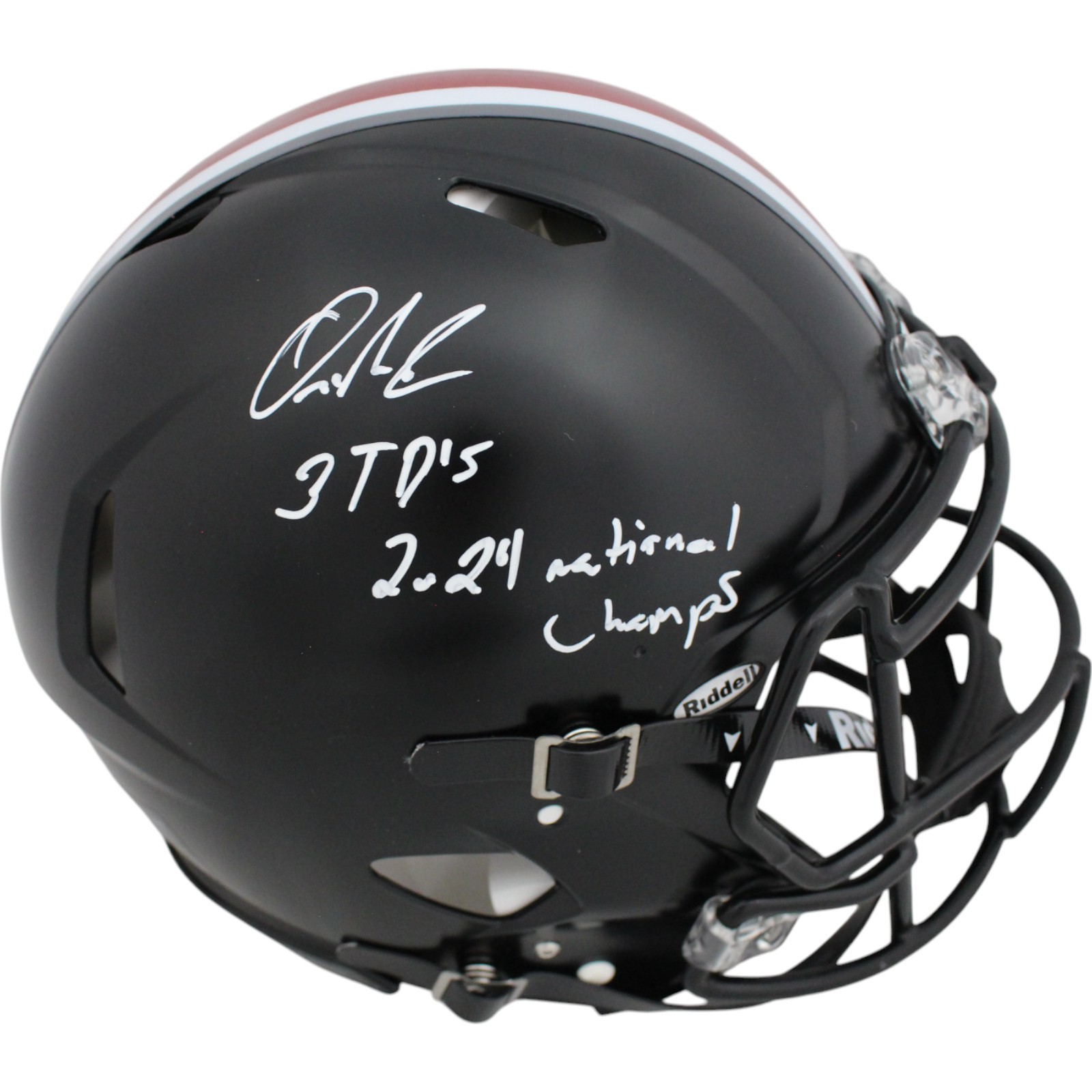 Quinshon Judkins Autographed/Signed Ohio State Buckeyes Pro Helmet 2 Ins Beckett Witness 49643