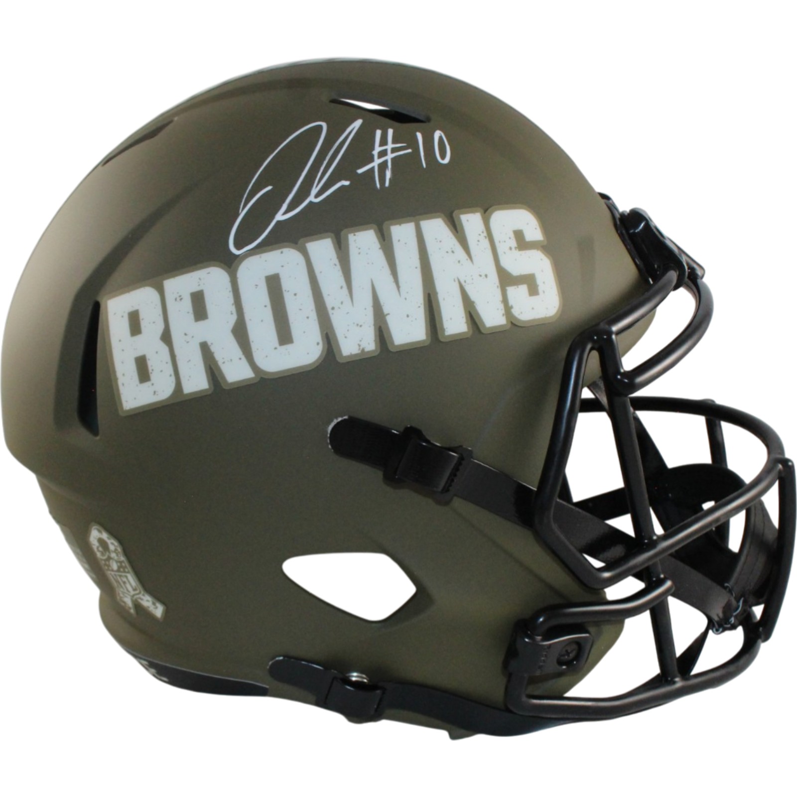 Quinshon Judkins Autographed Cleveland Browns F/S 22 STS Helmet Beckett W 55263