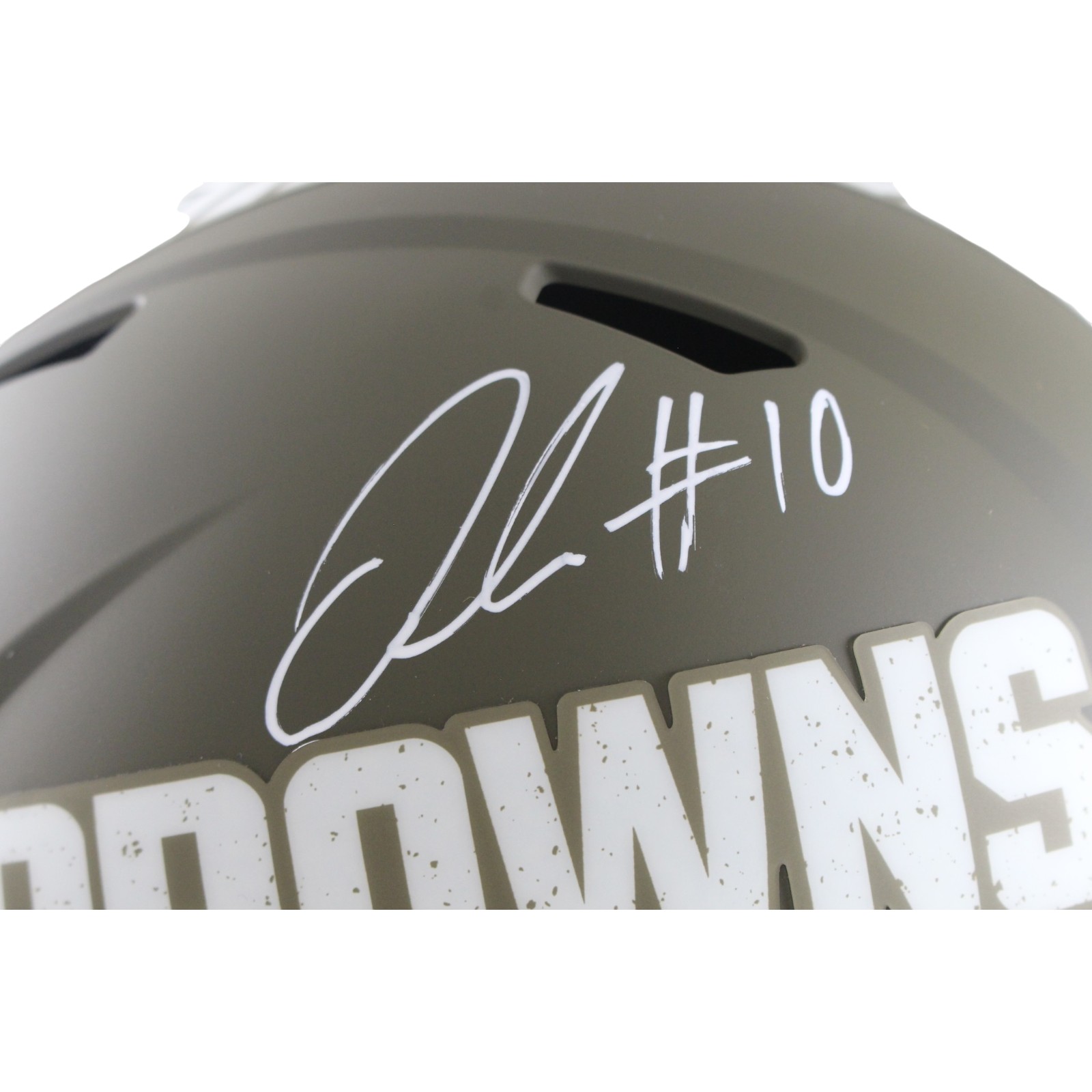 Quinshon Judkins Autographed Cleveland Browns F/S 22 STS Helmet Beckett W 55263