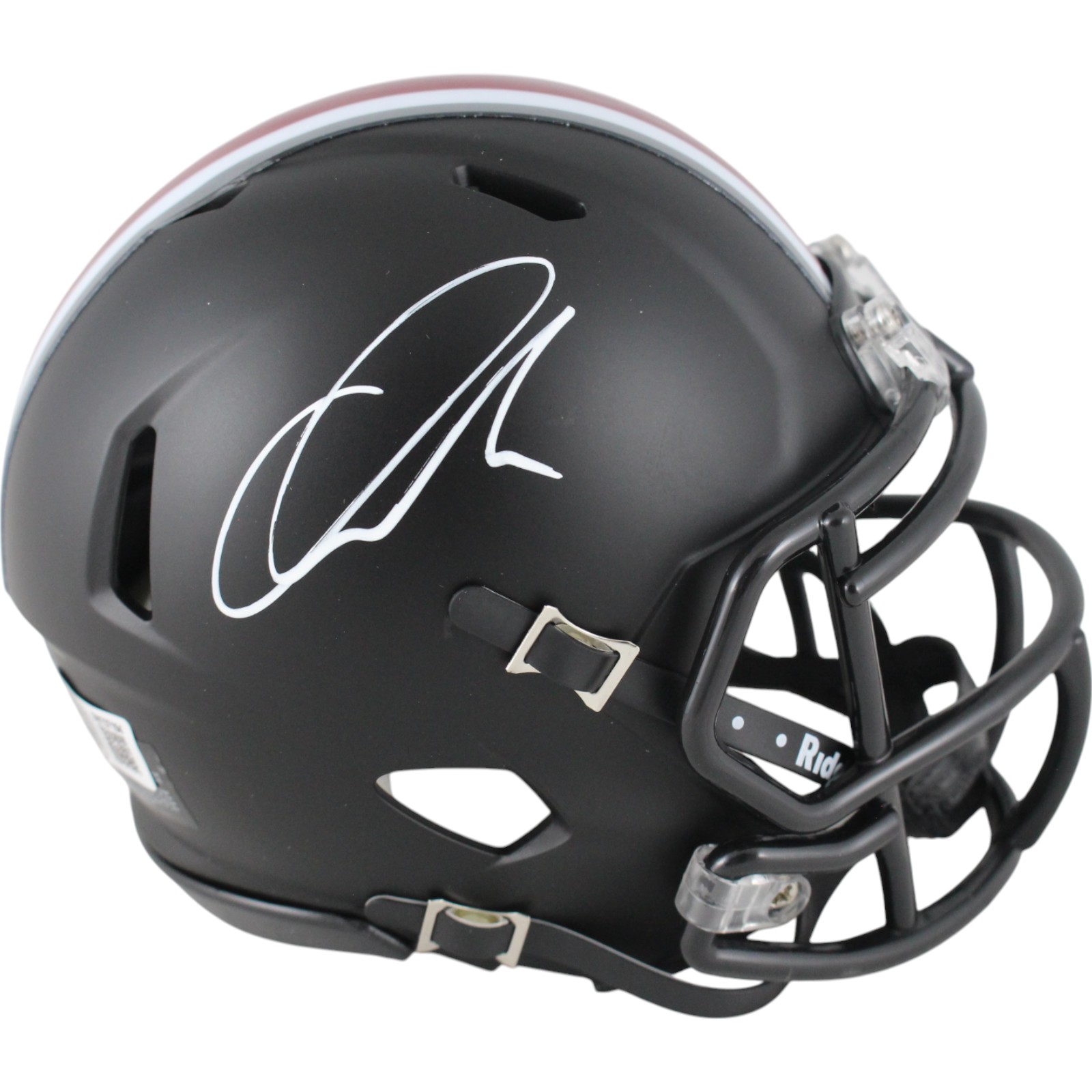 Quinshon Judkins Autographed/Signed Ohio State Buckeyes Black Mini Helmet Beckett Witness 49614