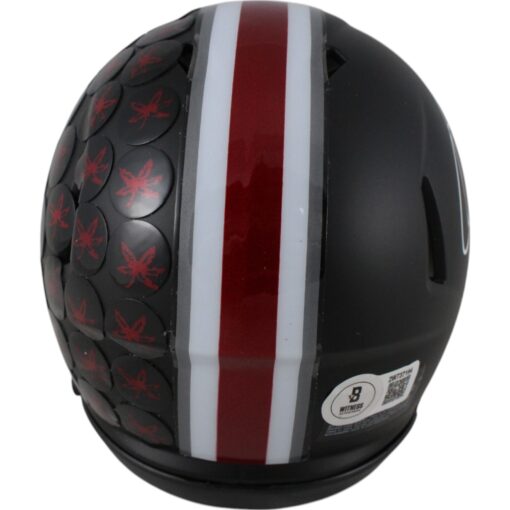 Quinshon Judkins Autographed/Signed Ohio State Buckeyes Black Mini Helmet Beckett Witness 49614