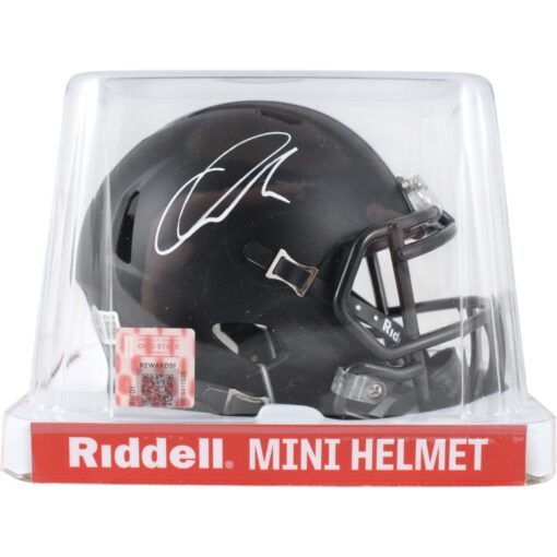 Quinshon Judkins Autographed/Signed Ohio State Buckeyes Black Mini Helmet Beckett Witness 49614
