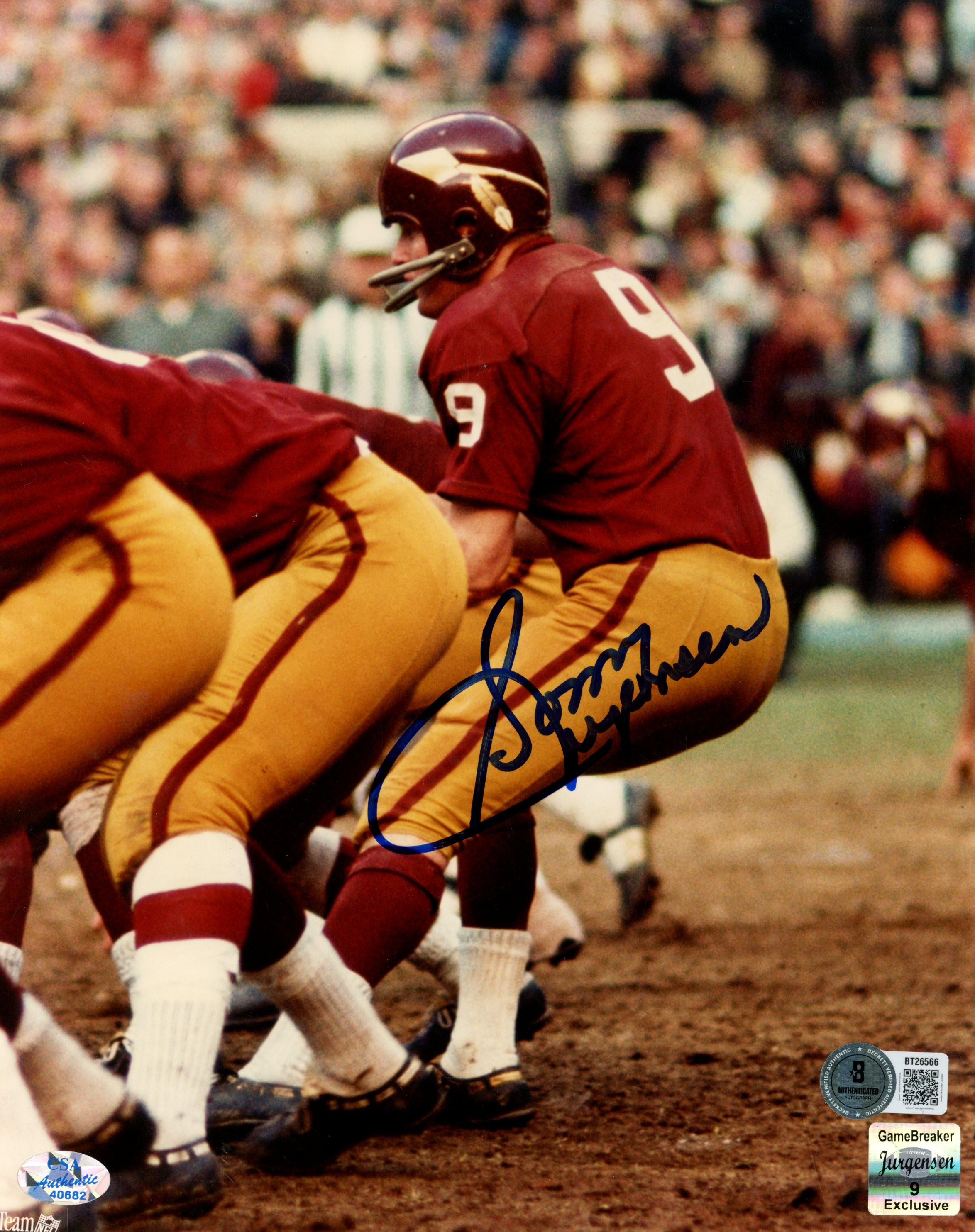 Sonny Jurgensen Autographed Washington Redskins 8x10 Photo Beckett 56778