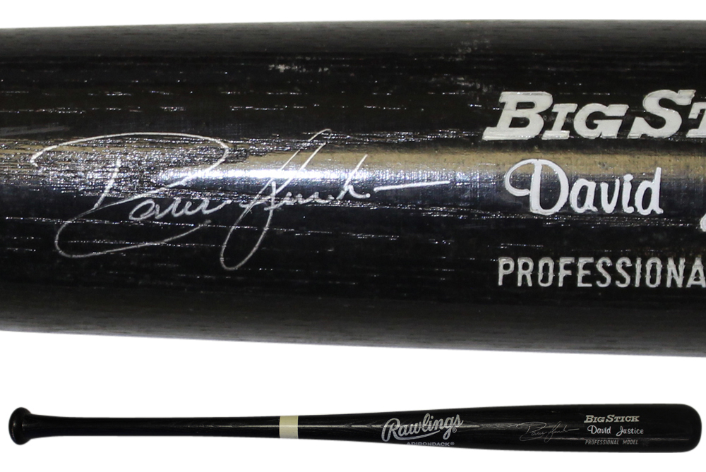 David Justice Autographed/Signed Atlanta Braves Black Big Stick Bat JSA 30959