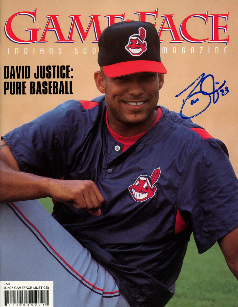 David Justice Autographed/Signed 1997 Gameface Magazine Beckett