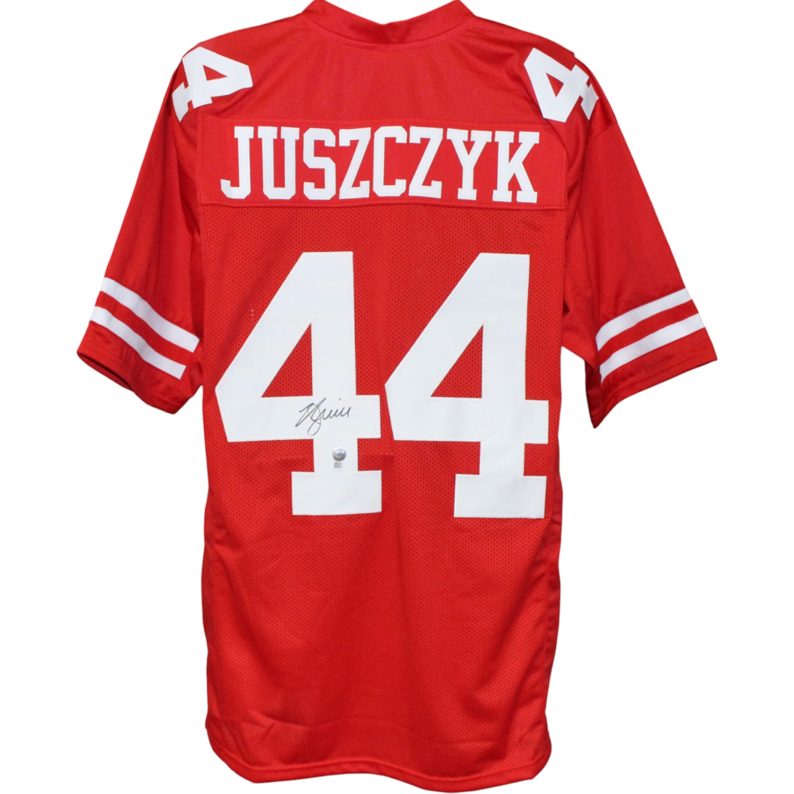 Kyle Juszcyk Autographed/Signed Pro Style XL Red Jersey Beckett Witness 53059