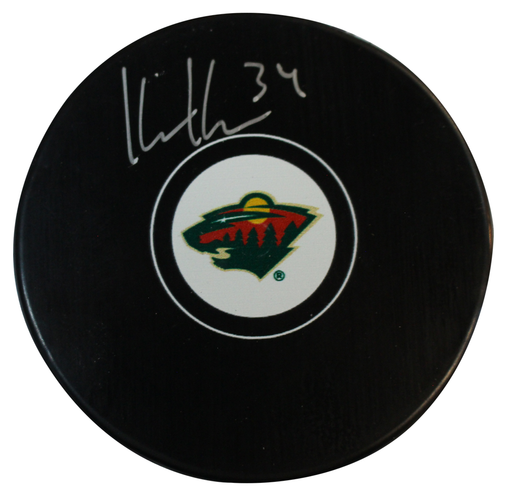 Kaapo Kahkonen Autographed Minnesota Wild Hockey Puck Fanatics