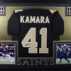 Alvin Kamara Autographed New Orleans Saints Framed Black XL Jersey BAS 25341