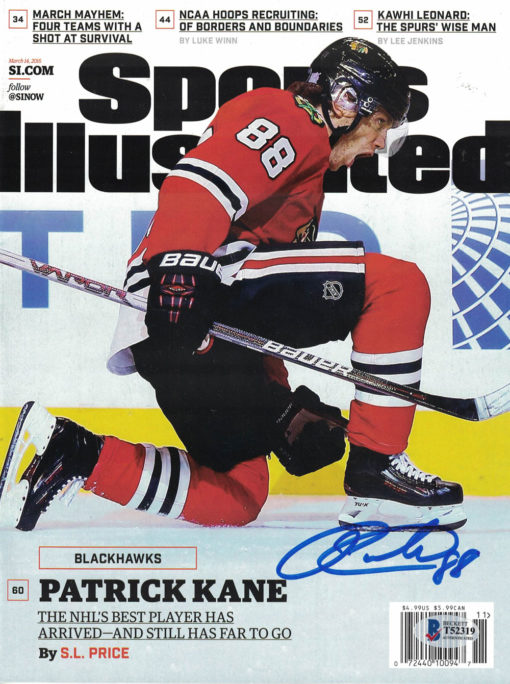 Patrick Kane Signed Chicago Blackhawks 2016 Sports Illustrated Magazine BAS 27325