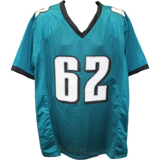 Jason Kelce Autographed/Signed Pro Style Green Jersey PSA 45803