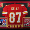 Travis Kelce Autographed Kansas City Chiefs Framed Red XL Jersey BAS 10822