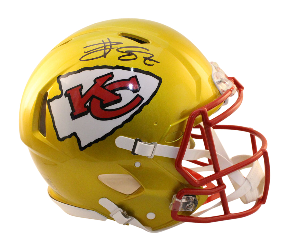 Travis Kelce Autographed Kansas City Chiefs Authentic Flash Helmet BAS