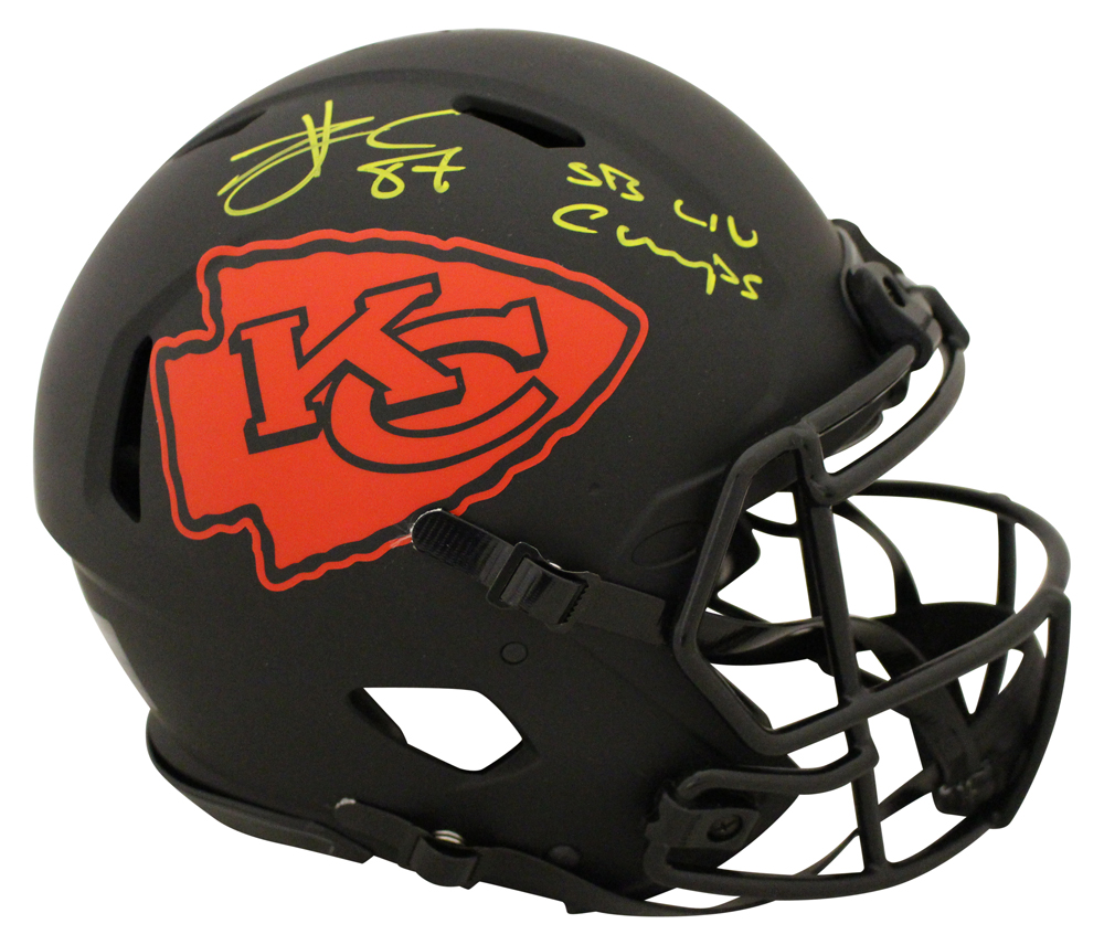 Travis Kelce Signed Kansas City Chiefs Authentic Eclipse Helmet Champs BAS 27665