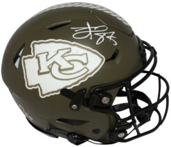 Travis Kelce Signed Kansas City Authentic Salute Flex Helmet Beckett 41044