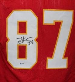 Travis Kelce Autographed/Signed Kansas City Chiefs Red XL Jersey BAS 22489