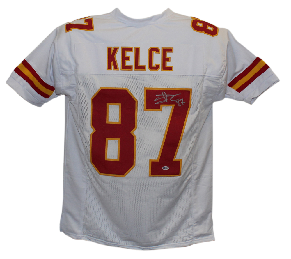 TRAVIS KELCE (Chiefs white TOWER) Signed Autographed Framed Jersey