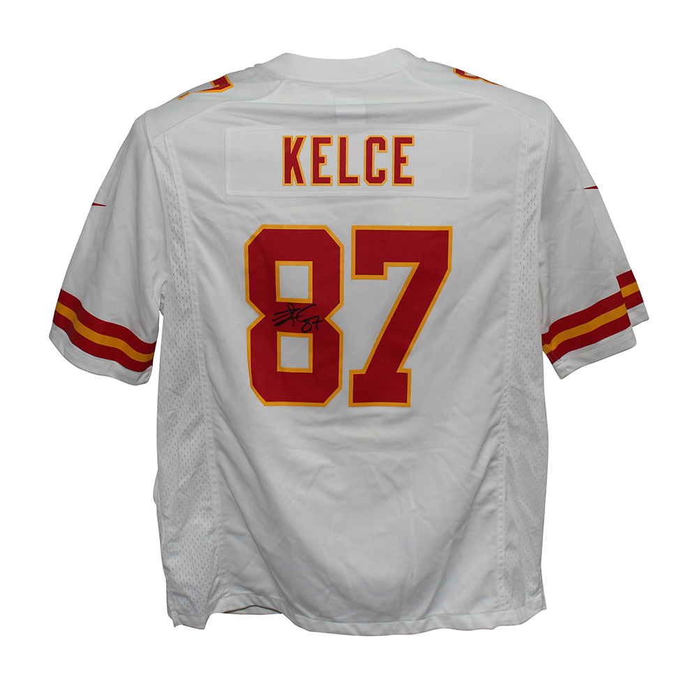 Travis Kelce Autographed Kansas City Chiefs White Nike XL Jersey Beckett