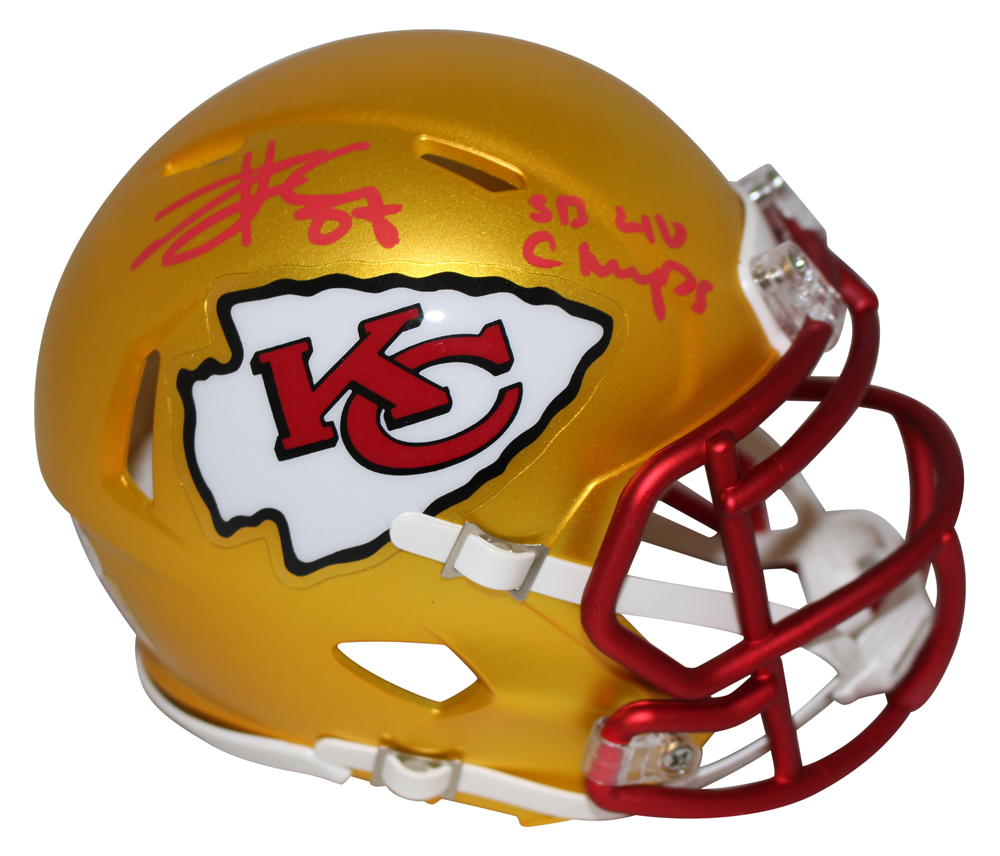 Travis Kelce Signed Kansas City Chiefs Blaze Mini Helmet SB Champs BAS 27660