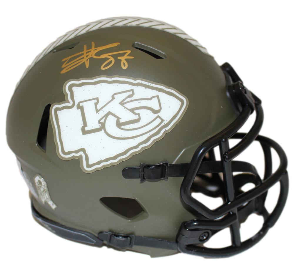 Travis Kelce Signed Kansas City Chiefs Salute To Service Mini Helmet BAS