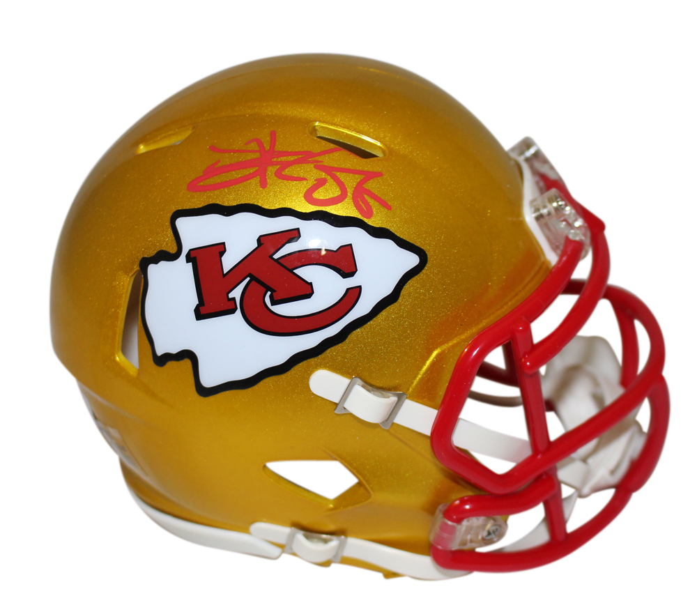 Travis Kelce Autographed Kansas City Chiefs Flash Mini Helmet Beckett