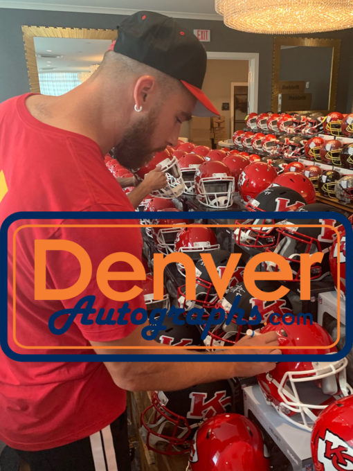 Travis Kelce Autographed Kansas City Chiefs Authentic Speed Helmet BAS 22487