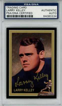 Larry Kelley Signed 1992 Downtown Athletic Club #2 Trading Card PSA Slab
