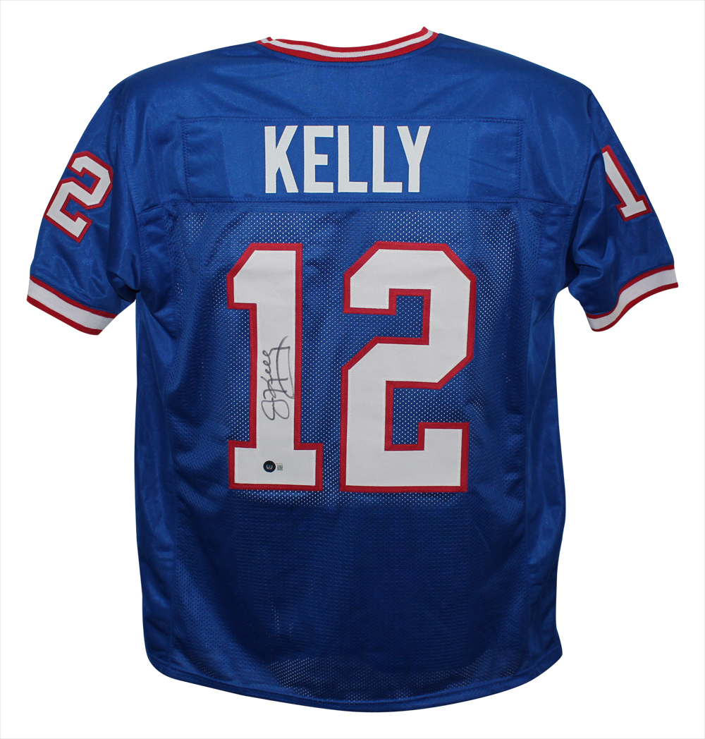 Jim Kelly Autographed/Signed Pro Style Blue XL Jersey Beckett
