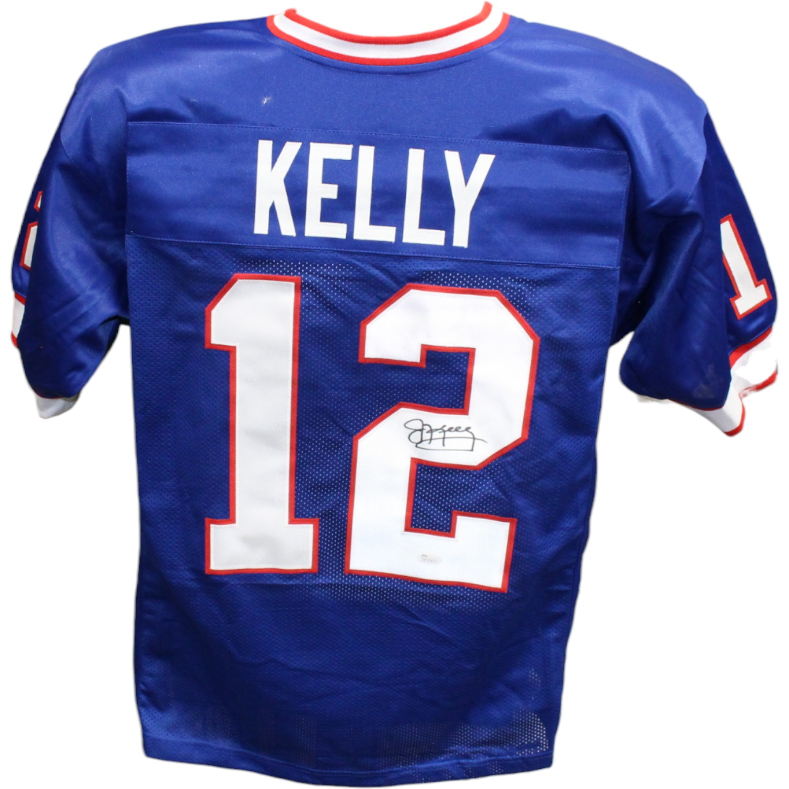 Jim Kelly Autographed/Signed Pro Style Blue Jersey JSA 