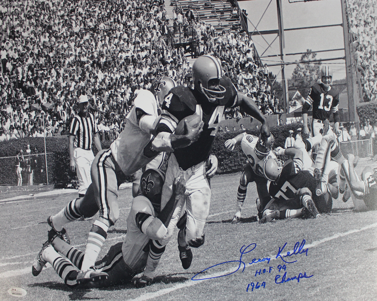 Leroy Kelly Autographed Cleveland Browns 16x20 Photo HOF & Champs JSA