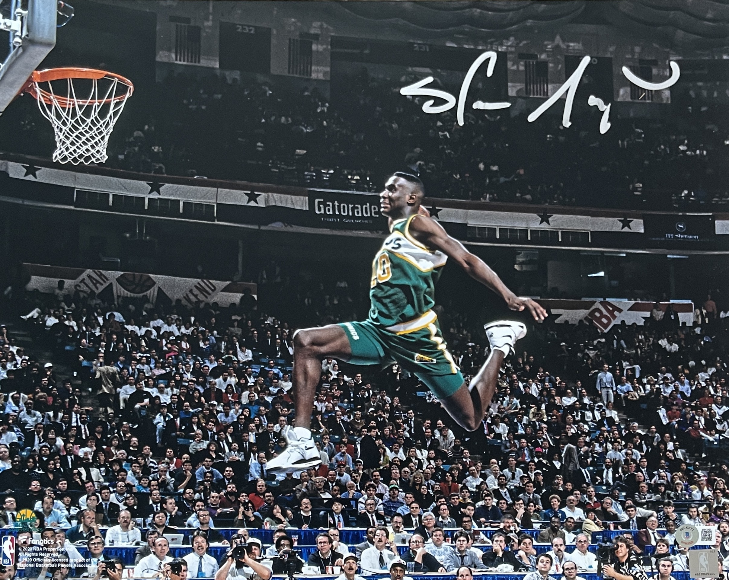 Shawn Kemp Signed Seattle Super Sonice 16x20 Photo Beckett