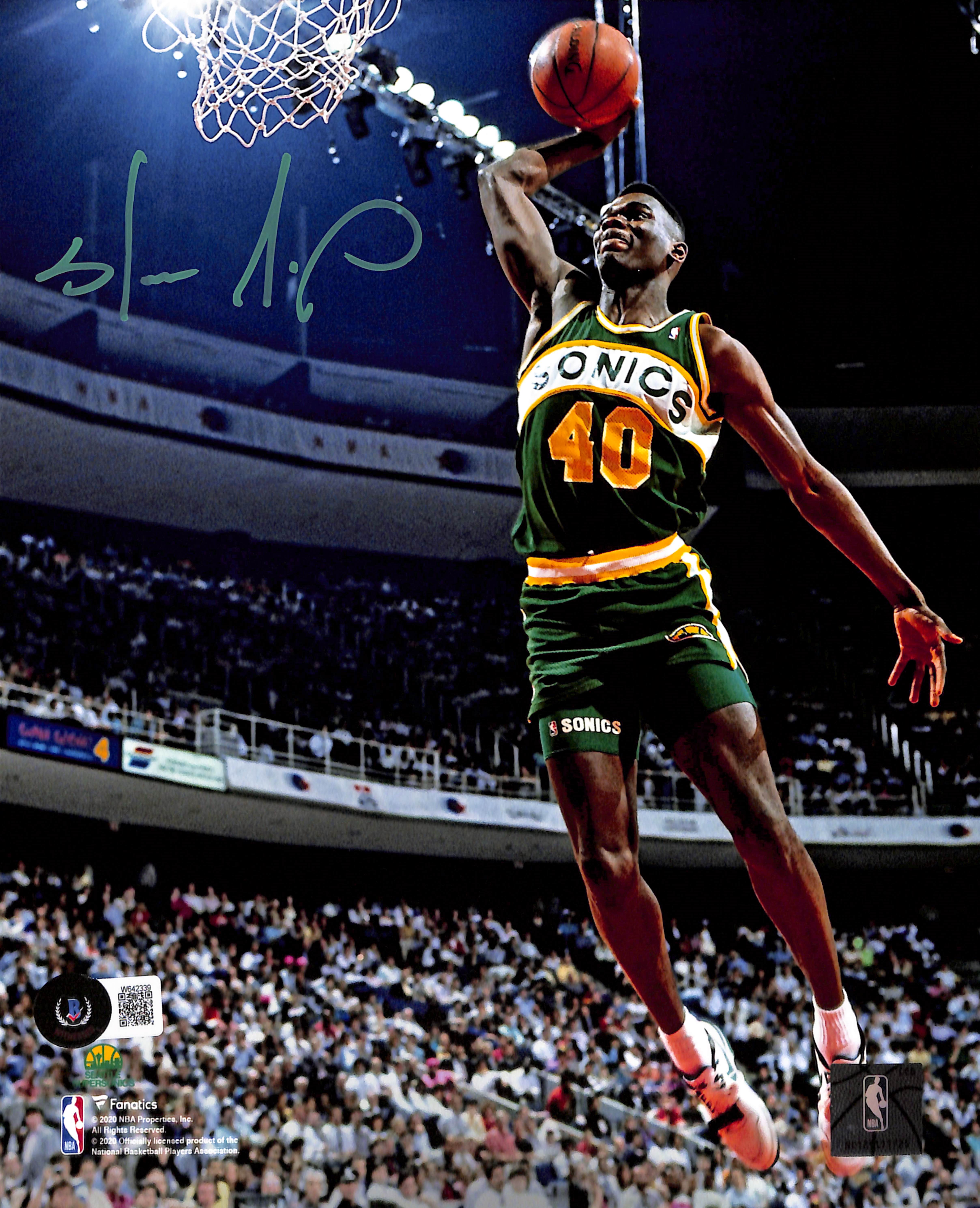 Shawn Kemp Autographed/Signed Seattle Super Sonics 8x10 Photo BAS