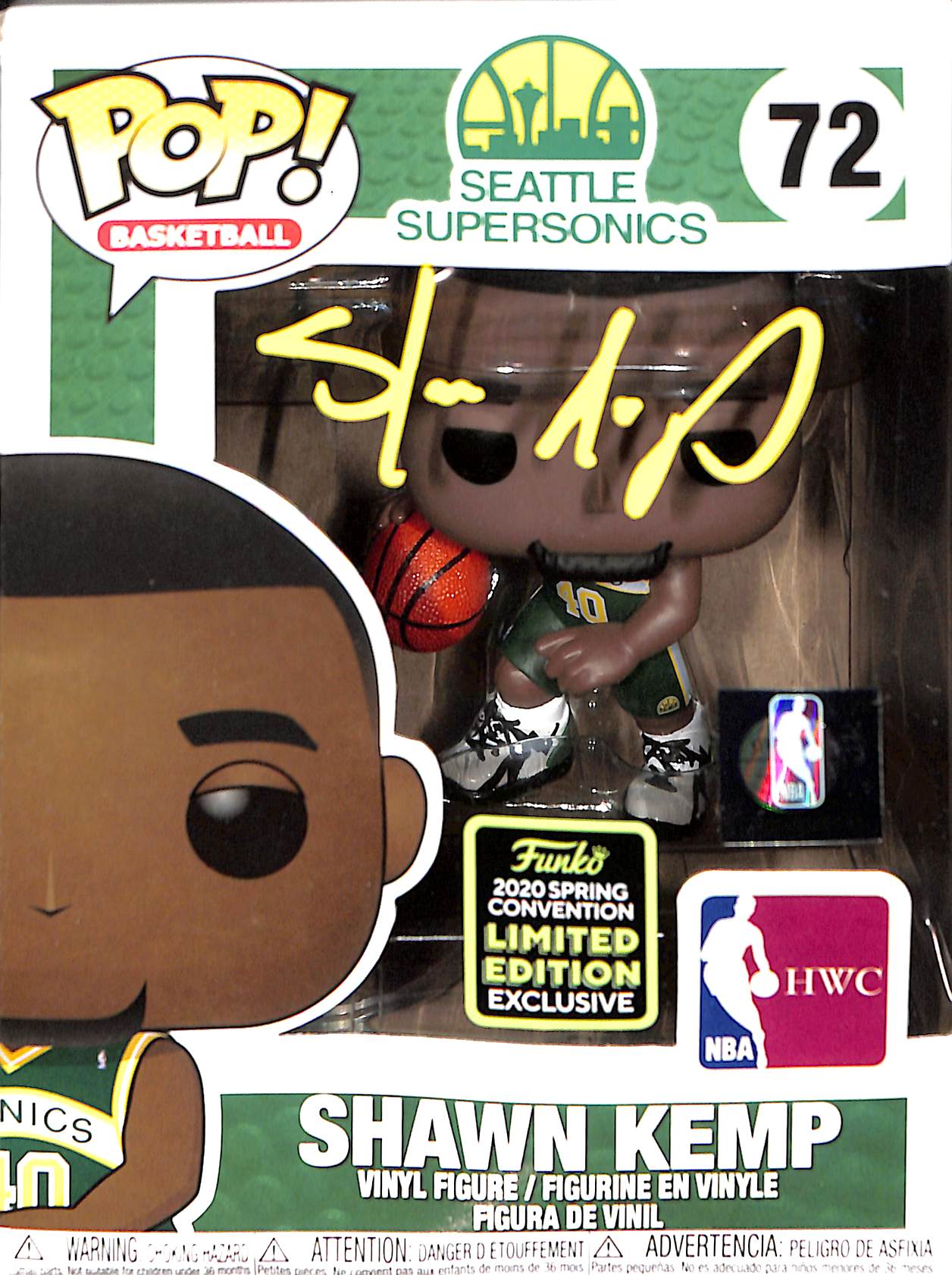 Shawn Kemp Signed Seattle Super Sonics Funko Pop! #72 BAS