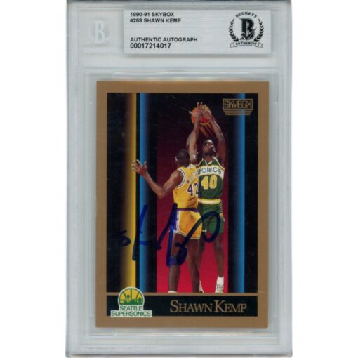 Shawn Kemp Autographed 1990 Skybox #268 Slabbed Trading Card Beckett 49358